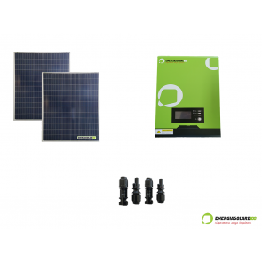 Kit impianto solare fotovoltaico 400W con inverter ibrido ad onda pura 1Kw 12V (Set Kit)