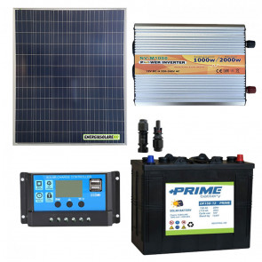 Kit baita pannello solare 200W 12V inverter onda modificata 1000W batteria AGM 150Ah regolatore NVSolar