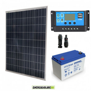 Kit Starter Panneau solaire 100W 12V Régulateur de charge 10A 12V PWM NV batterie GEL 100Ah 