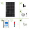 Kit solaire pour roulotte 150W 12V et régulateur de charge MPPT double batterie DuoRacer 20A support angulaire colle passetoit