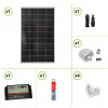 Kit solaire pour roulotte 150W 12V et régulateur de charge double batterie 20A support angulaire colle passetoit