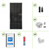 Kit solaire pour roulotte 200W 12V et régulateur de charge MPPT double batterie DuoRacer 20A  support angulaire colle passetoit