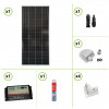 Kit solaire pour roulotte 200W 12V et régulateur de charge double batterie 20A support angulaire colle passetoit