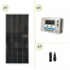 Kit photovoltaïque panneau solaire monocristallin 200W 12V et régulateur de charge VS2024AU 20A avec affichage crépusculaire et sorties USB