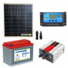 Kit chalet panneau solaire 80W convertisseur DC AC 12V 220V 300W batterie AGM 100Ah