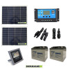 Kit portail solaire électrique 100W 24V panneaux régulateur batteries avec projecteur 