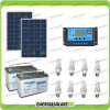 Kit solaire d'éclairage 5 heures chalet étable 160W 24V avec 8 ampoules fluorescentes 11W 24V