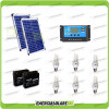 Kit solaire d'éclairage 3 heures chalet étable 40W 24V avec 6 ampoules fluo 7W 24V régulateur de charge NV