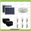 Kit solaire d'éclairage 5 heures chalet étable 60W 24V avec 6 ampoules LED 7W 24V régulateur de charge LS
