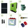 Impianto solare fotovoltaico 375W 24V pannello monocristallino inverter onda pura Edison30 3KW PWM 50A batteria 240Ah piastra tubolare