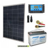 Kit panneau solaire photovoltaïque 100W 12V régulateur PWM 10A Batterie AGM 100Ah et câbles 4mmq PVC