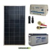 Kit PRO panneau solaire 150W 12V poly régulateur de charge 10A LS batterie 150Ah AGM câbles