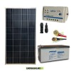 Kit PRO panneau solaire 150W 12V poly régulateur de charge 10A LS batterie 200Ah AGM câbles