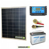 Kit PRO panneau solaire 80W 12V poly régulateur de charge 10A batterie 100Ah AGM câbles