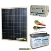 Kit PRO panneau solaire 80W 12V poly régulateur de charge 10A LS batterie 100Ah AGM câbles