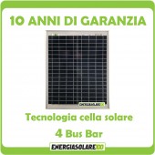 Placa solar fotovoltaica panel Policristalino 20W coche Caravana Barco