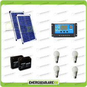 Kit solare illuminazione stalla, casa di campagna 40W 24V 4 lampade LED 7W 5 ore al giorno