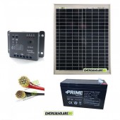 Kit Starter panel solar 20W 12V Batería 7Ah cables regulador de carga