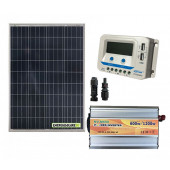 Kit Mini Baita pannello solare 100W inverter onda modificata 600W regolatore 10 A NVsolar