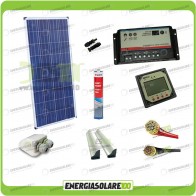 Kit Caravana panel solar 150W 12V cables pasacables soporte adhesivo regulador REGDUO