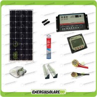 Kit Caravana panel solar 100W 12V mono cables pasacables soporte adhesivo regulador REGDUO