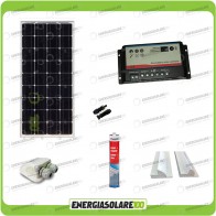 Kit Caravana panel solar 100W 12V mono pasacables soporte adhesivo regulador REGDUO