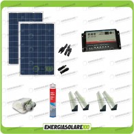 Kit Caravana paneles solares 200W 12V pasacables soporte adhesivo regulador REGDUO 20A