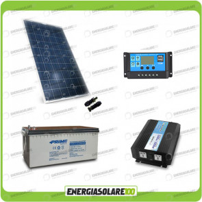 Kit baita pannello solare 200W 12V inverter onda pura 2000W batteria AGM 200Ah regolatore NVsolar (Set Kit)