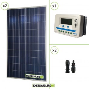 Kit solare 24V con due pannelli 250W = 500W regolatore di carica VS3024AU 30A Epsolar con prese USB