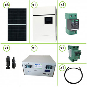 Impianto solare fotovoltaico 2.2KW 48V inverter ibrido ad onda pura 5KW MPPT 80A batteria opzs