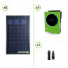 Kit solar fotovoltaico 280W 1680W con inversor solar híbrido de onda pura Edison 5600W 48V Regulador de carga MPPT 120A 500VDC 6KW PV max