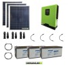 Kit solar fotovoltaico 600W con inversor híbrido onda pura 1Kw 12V baterías de 200Ah AGM