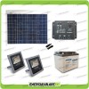 Kit iluminación panel solar 50W 12V 2 focos proyectores exterior 10W para 8 horas