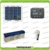 Kit Iluminación panel placa solar 5W 12V bombilla LED 7W 12V batería 2.4Ah para 1 hora