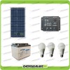 Kit Iluminación panel placa solar 30W 12V 3 bombillas LED 7W 12V batería 38Ah para 6 horas