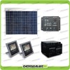 Kit fotovoltaico para iluminación exterior con 2 focos proyectores LED 10W placa solar fotovoltaica 30W autonomía hasta 5 horas