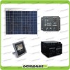Kit Iluminación panel solar 30W 12V foco proyector LED 10W batería para 8 horas