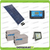 Kit fotovoltaico para iluminación externa placa solar 80W con proyector 30W LED  autonomía de 8-10 horas y 2 baterías 38Ah 12V