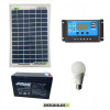 Kit Iluminación panel solar 10W 12V bombilla LED 7W batería 7Ah para 5 horas