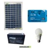 Kit Iluminación panel solar 10W 12V EJ bombilla LED 7W batería 7Ah para 5 horas