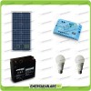 Kit Iluminación panel solar 30W 12V 2 bombillas LED 7W batería 18Ah para 5 horas