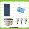 Kit Iluminación panel solar 30W 12V 3 bombillas LED 7W batería 38Ah para 5 horas