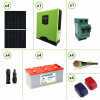 Kit solar fotovoltaico 1.5KW 24V panel monocristalino inversor onda pura Edison30 3KW PWM 50A batería 210Ah placa tubular
