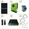 Impianto solare fotovoltaico 1KW pannello monocristallino inverter onda pura Edison30 3KW PWM 50A batterie litio LifePO4 100Ah 24V 2,4Kwh