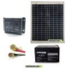 Kit Starter PRO panel solar 20W 12V Batería UL 12Ah cables 2.5mmq