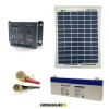 Kit Starter PRO panel solar 5W 12V Batería 2.4Ah cables regulador de carga