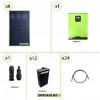 Kit solar fotovoltaico 2.2KW  Inversor híbrido 3KW 24V regulador de carga MPPT 80A batería OPzS 