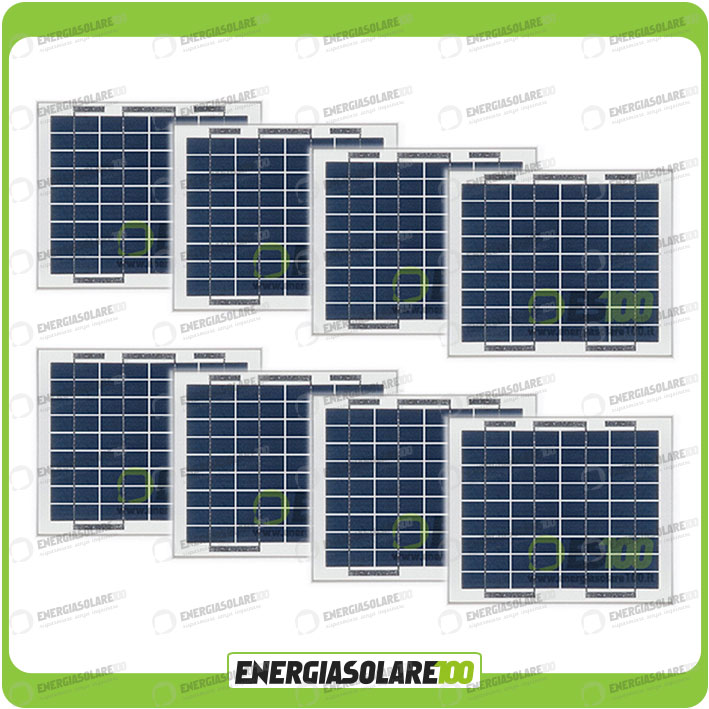 Stock de 8 paneles solares fotovoltaicos de 5W multiusos 12V 40W Pmax
